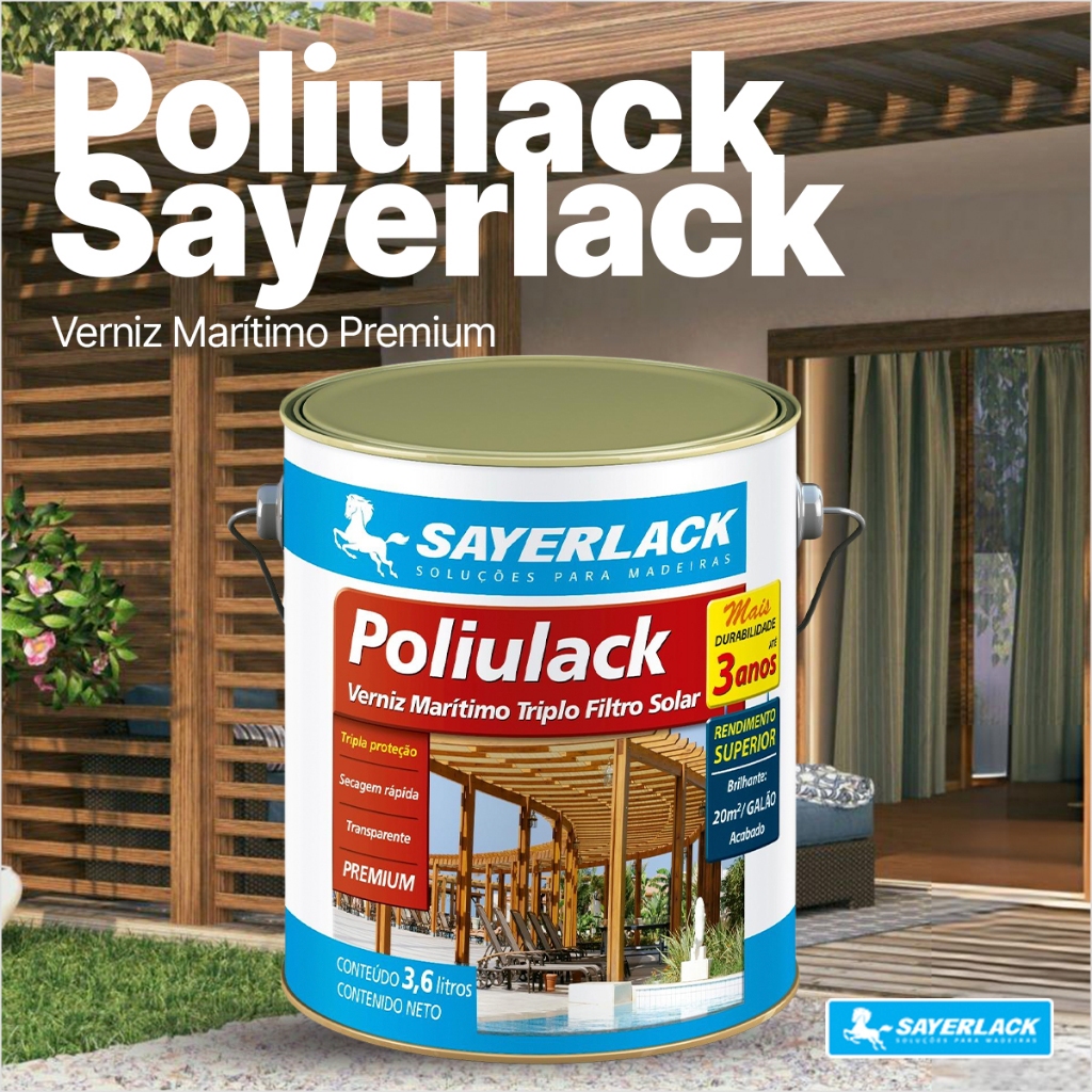 Verniz Poliulack Brilhante e Acetinado 3,6L Acabamentos Madeiras em Geral Sayerlack · foto 2