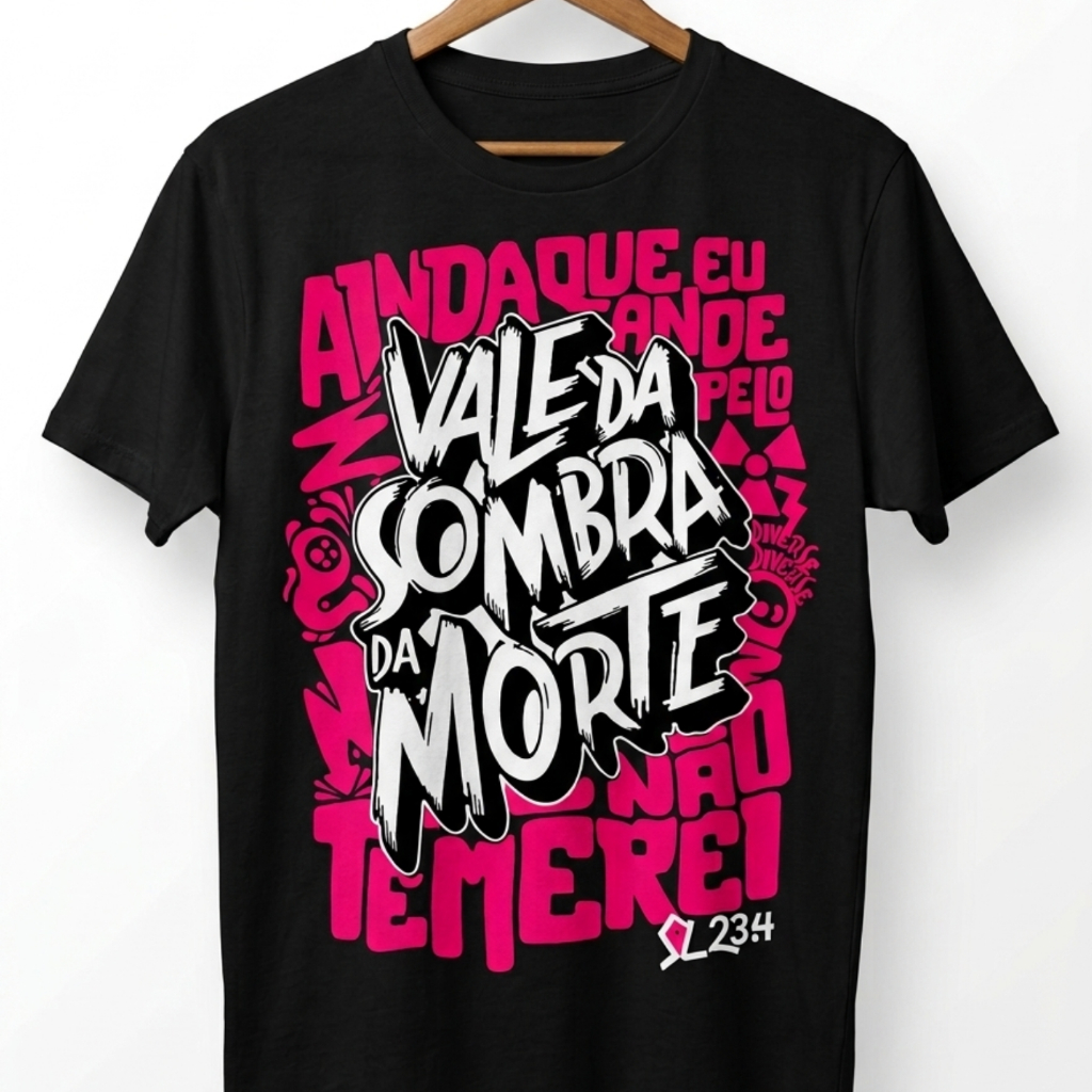 Camiseta Masculina/Feminina Gospel Salmo 23:4 – Estampa Exclusiva Urbana