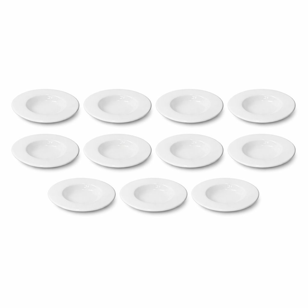 Conjunto 10 Mini Pratos Risoto Massas Porcelana Branca Restaurante Buffet Mesa Posta Sobremesa 11 cm