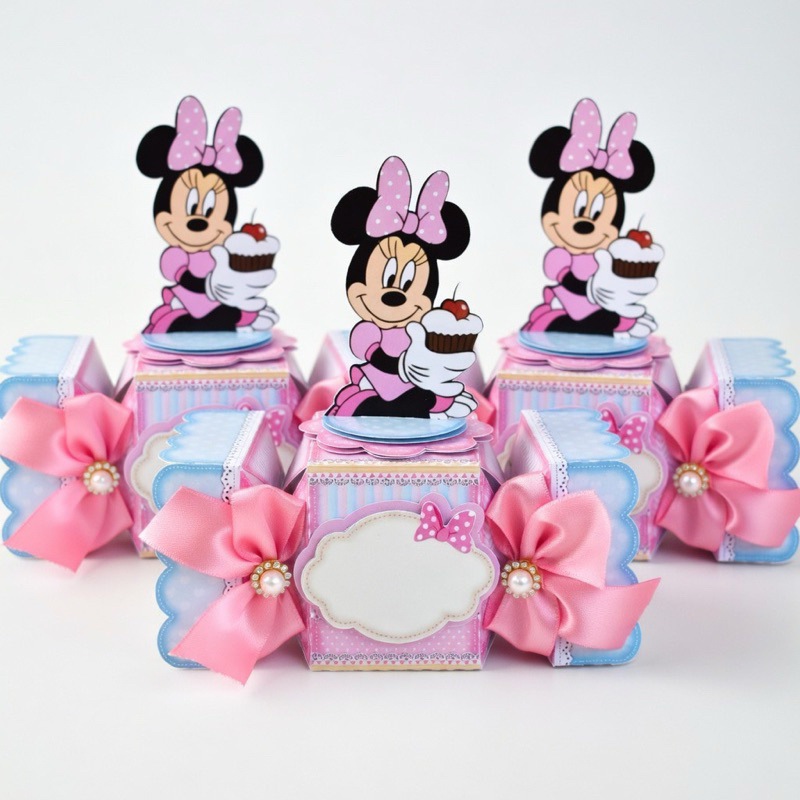 Kit 10 Unidades Caixa Bala Confeitaria da Minnie Luxo  Personalizada Nome - Papel Fotográfico Brilho