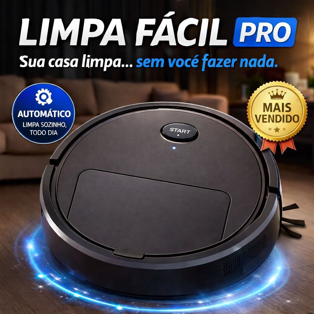 Imagem Robô Aspirador Limpa Fácil Pro™ Automático Recarregável 2800Pa Varre Aspira Sensor Inteligente Casa Limpa Sem Esforço