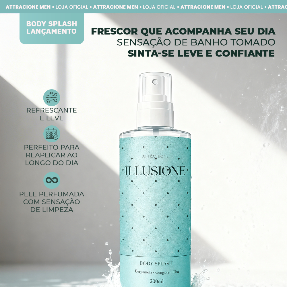 Body Splash Illusione 200ml – Frescor Cítrico Refrescante, Leve e Ideal para o Dia a Dia