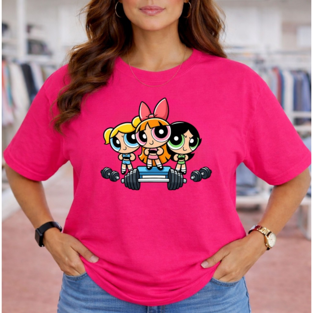 Camiseta Casual Meninas Super Poderosas Academia Docinho Lindinha Florzinha - 100% algodao Alta Qualidade