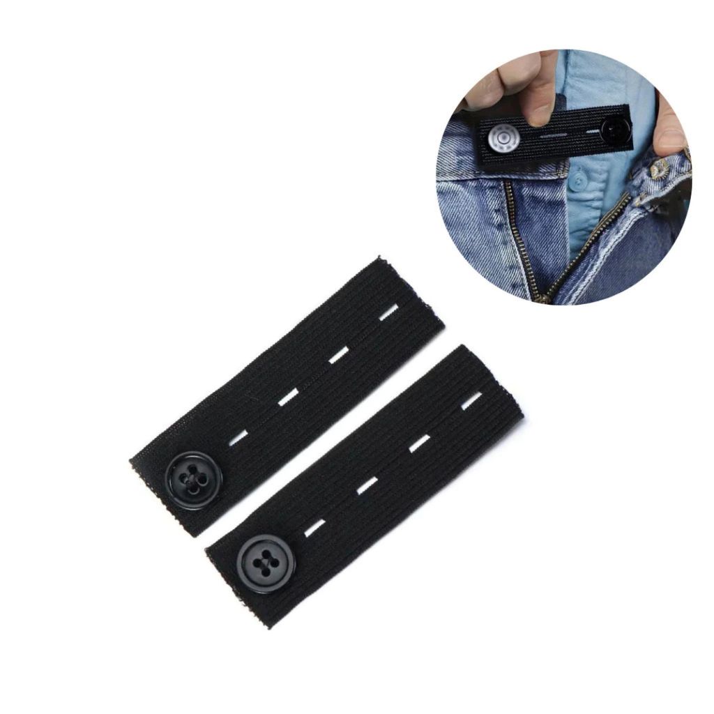 Extensor de Botão para Calça Preto Ajustável – Elástico Universal para Jeans, Short e Saia