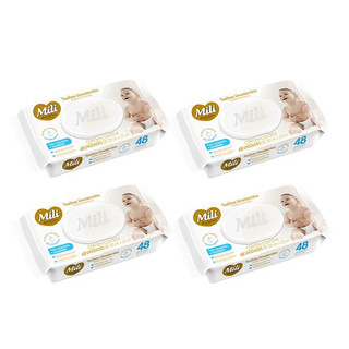 Kit 4 Toalhas Umedecidas Mili Love e Care Premium com 48un