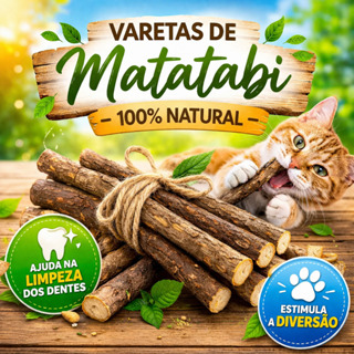 Bastão de Matatabi Natural para Gatos – Brinquedo Interativo e Antiestresse – (2, 5, 10 ou 15 Uni) em Oferta na Shopee