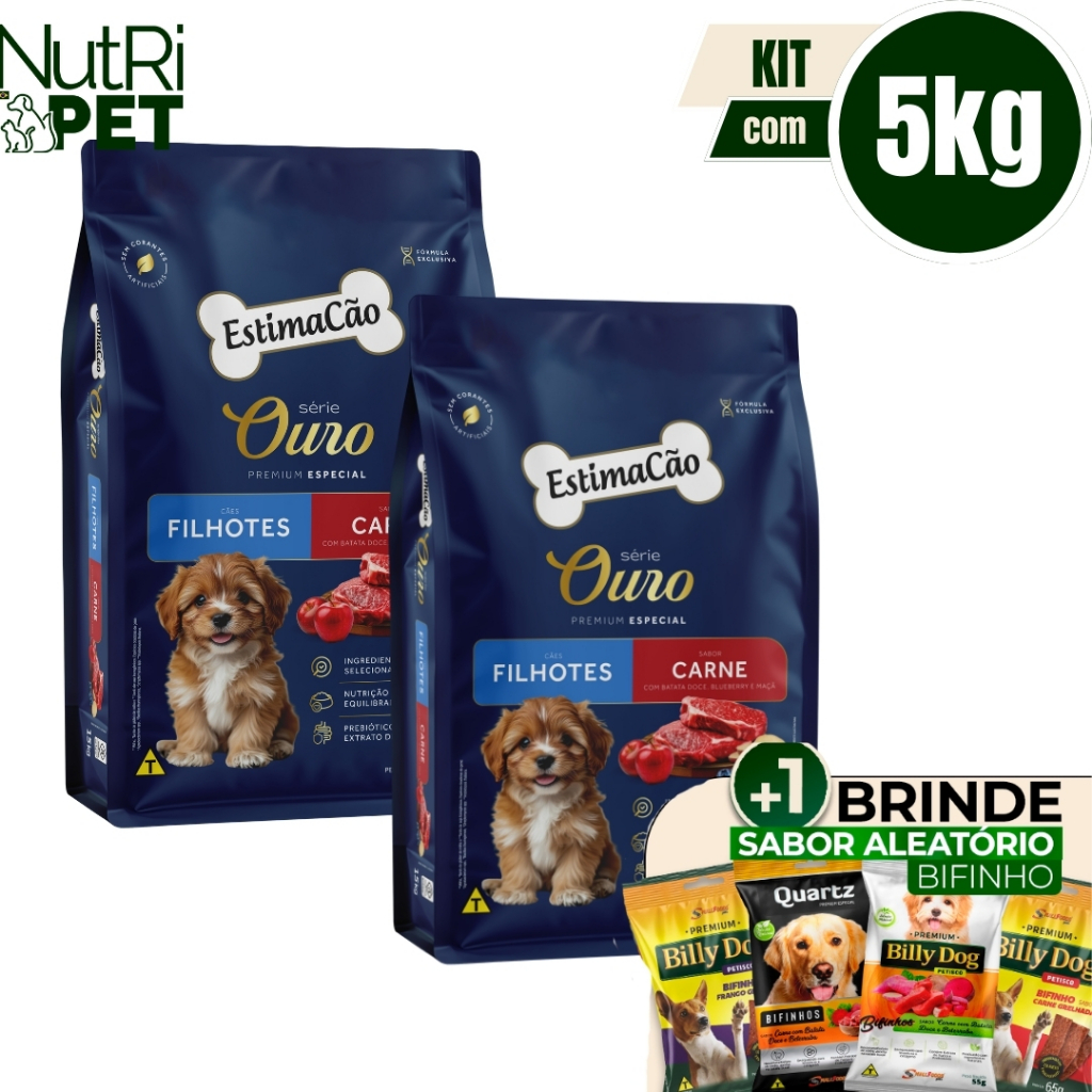 Ração Cães Estimacão Ouro Filhotes 5KG