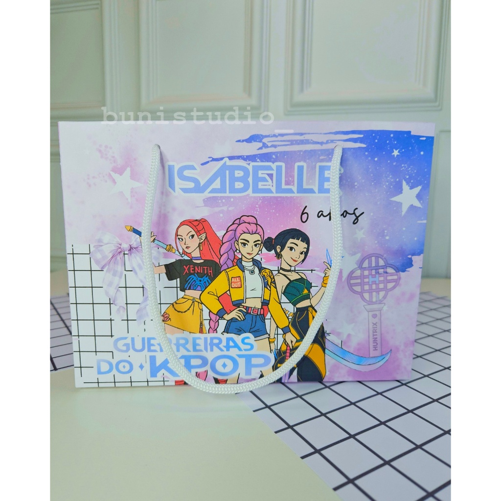 Sacolinha Lembrancinha Guerreiras do KPop, Sacola Festa Infantil , Personalizado KPOP para Doces PEGUE E MONTE