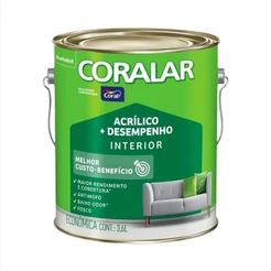 Tinta Coralar Paredes 3,6L Coral Anti Mofo Mais Desempenho Acrílica Interiores Cores