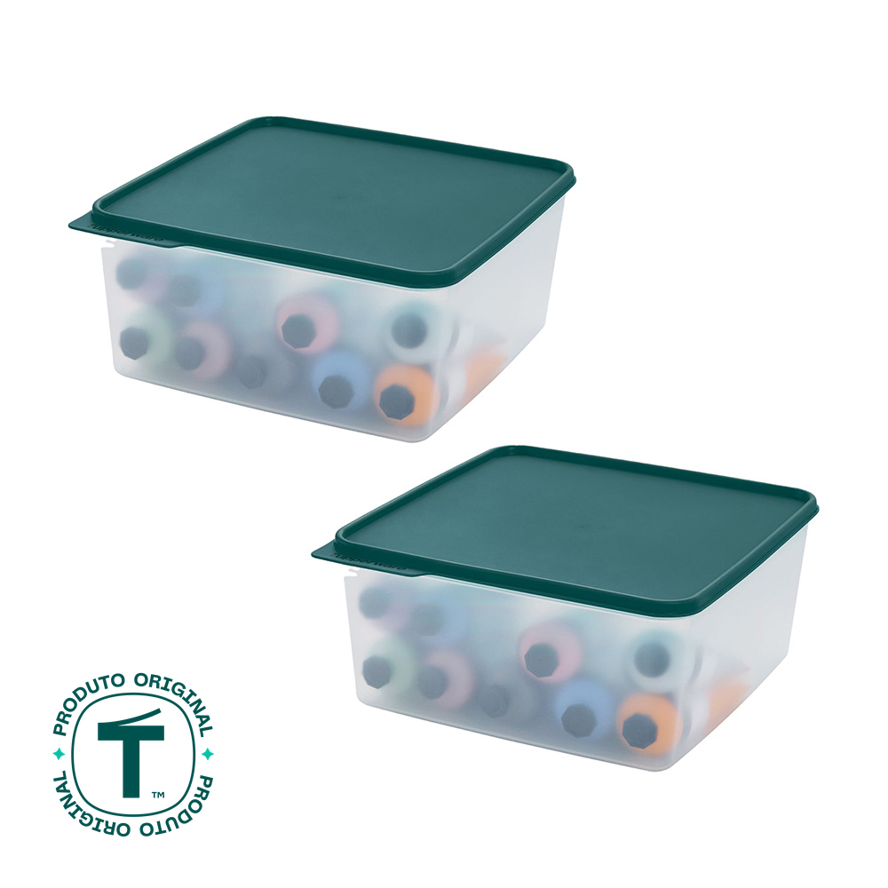 Kit com 2 Potes Herméticos Tupperware Basic Line Transparente 5L
