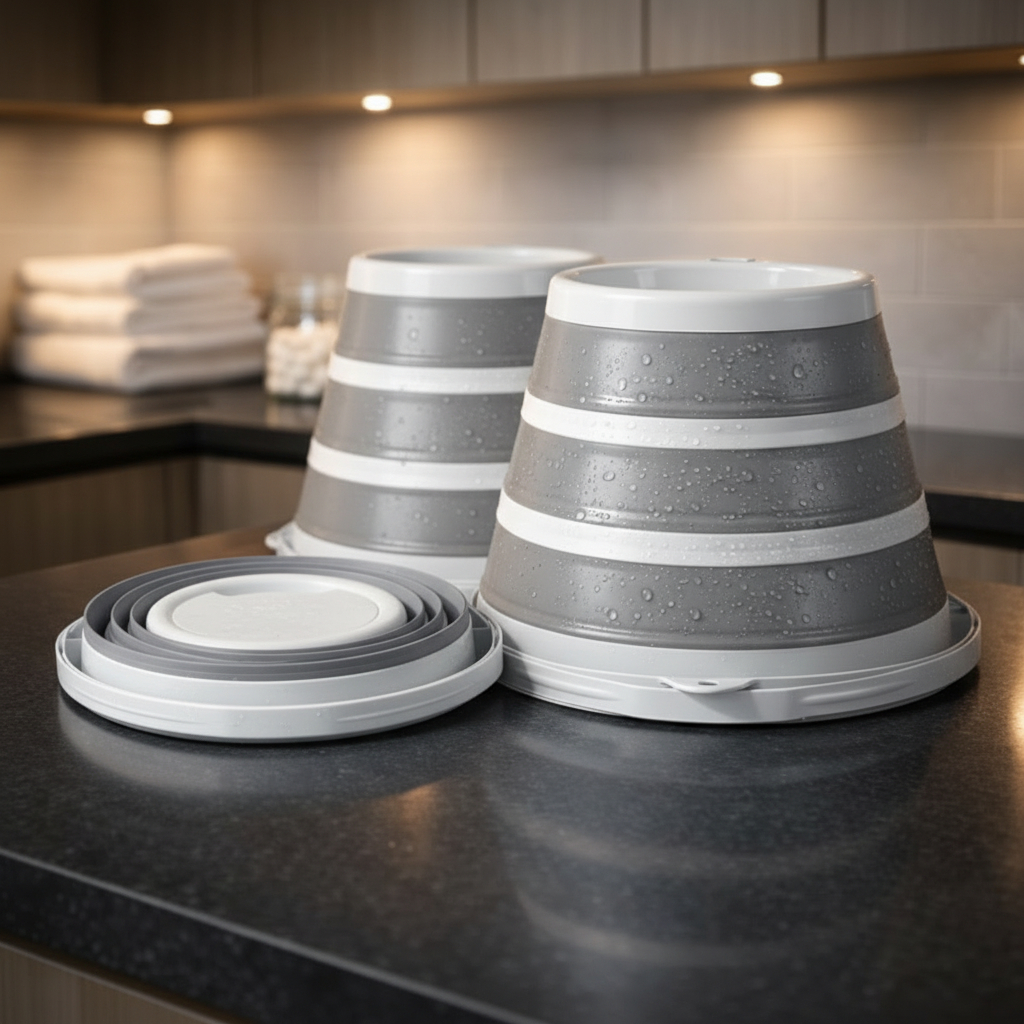 Kit 1/2 Balde Retrátil Dobrável Silicone Camesa 10L Powermaid Camesa Cinza em Oferta na Shopee