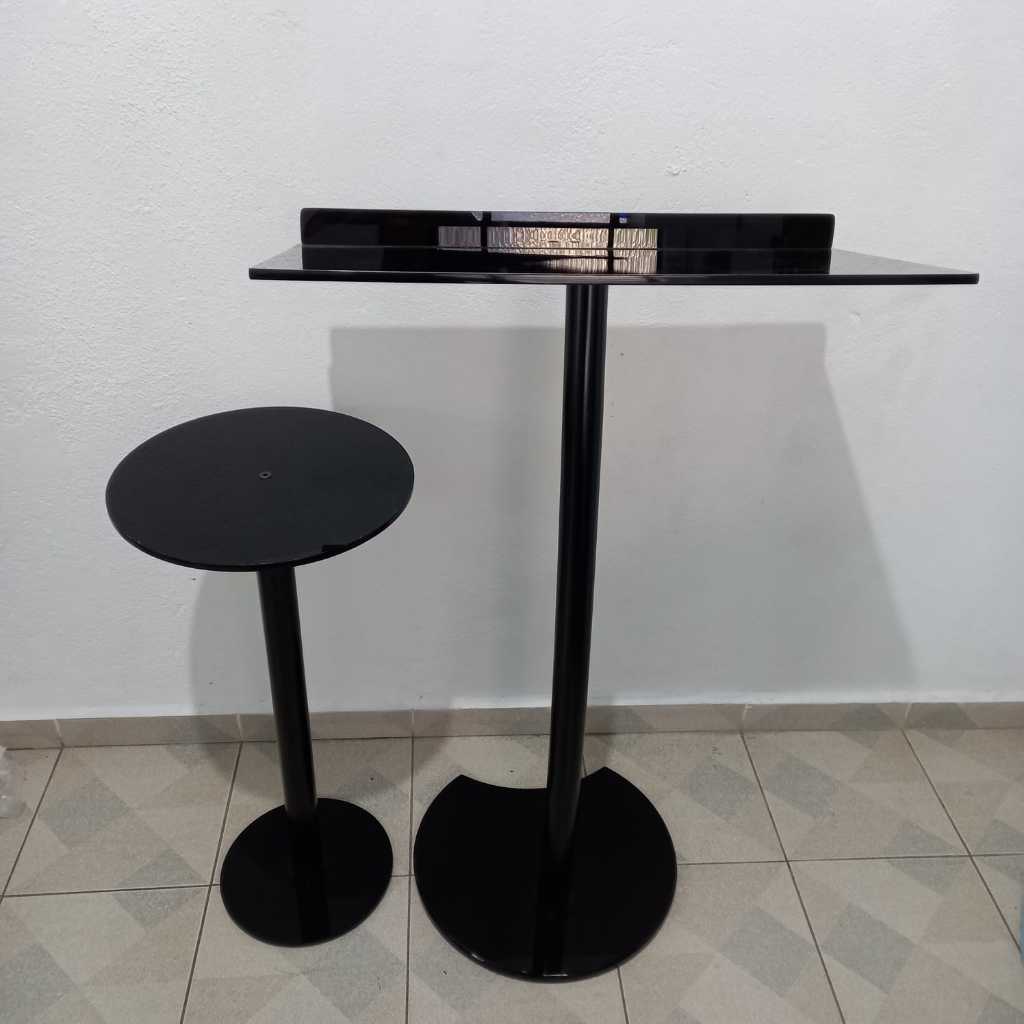 Púlpito Acrílico Preto Com Tubo De Alumínio Preto A01a 50cm