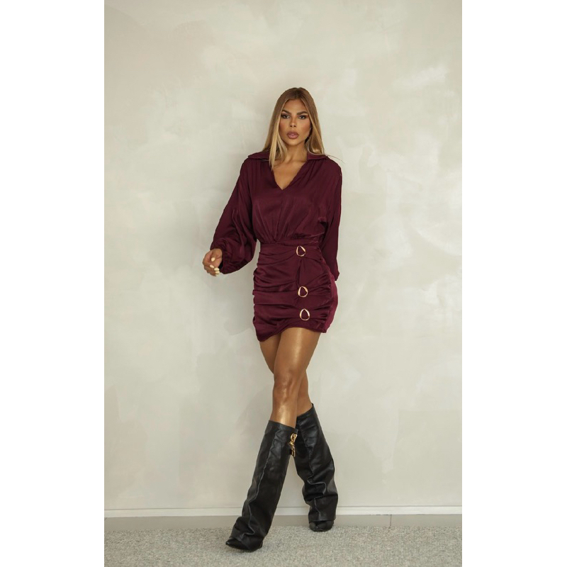 Vestido Afrodite cetim premium luxo elegante outono inverno chic noite passeio viagem janta reunião evento festa