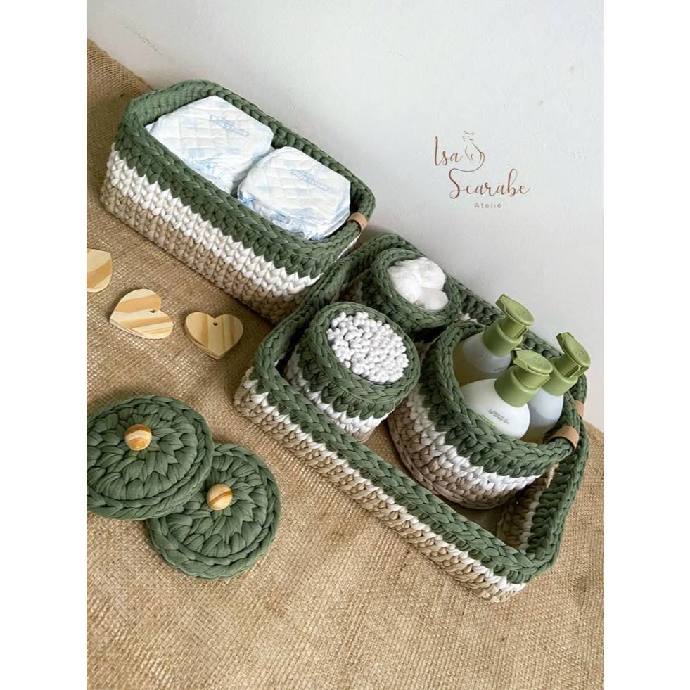 kit higiene bebê crochê kit bebê luxo decoração quarto bebê porta fraldas crochê kit maternidade organizador bebê