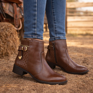 Botinha Feminia Bota Com Ziper Lateral Confortavel Inverno/Outono Coturno Rodeio Festa Junina