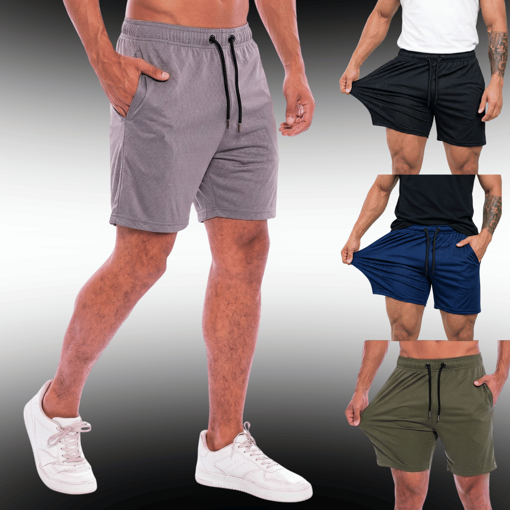 Kit Com 4 Bermuda  Dry Fit Premium CONFORT Short Elastano Masculina Esportiva Academia Corrida