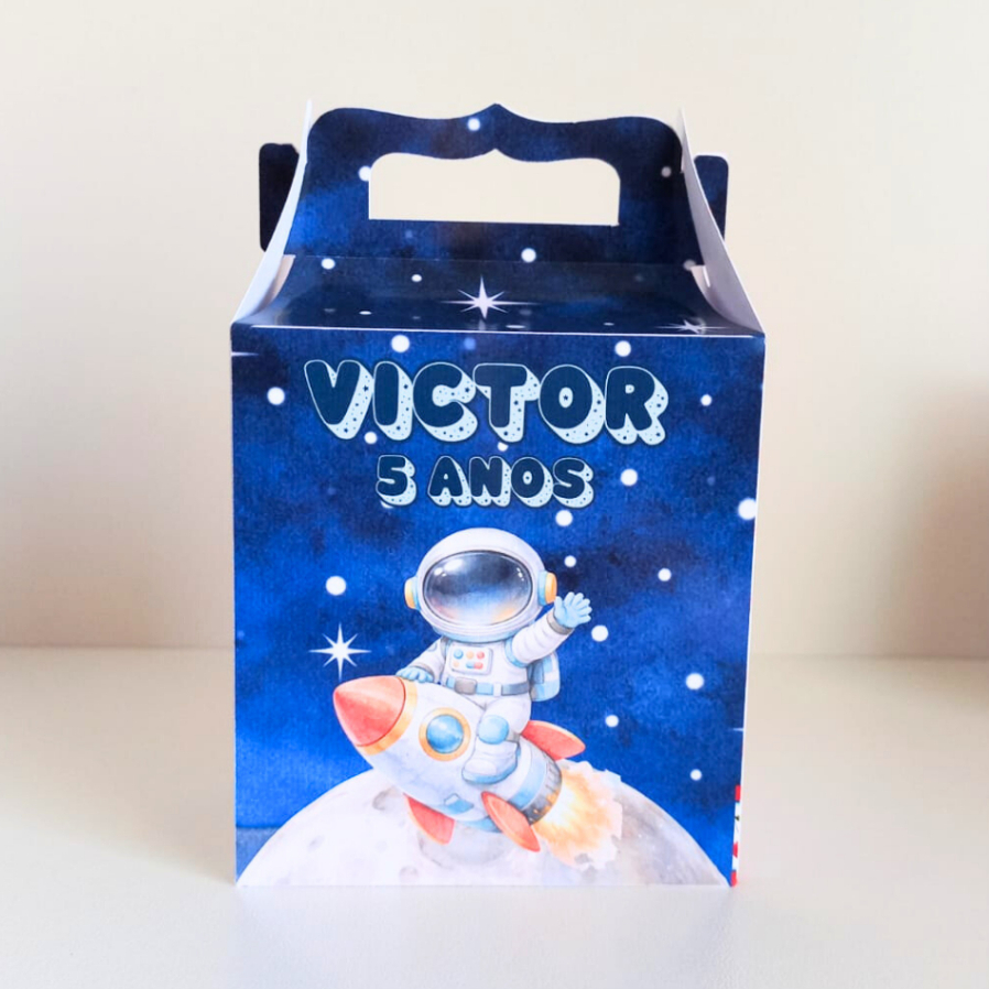 Maletinha Astronauta Menino Personalizada Nome e Idade / Galáxia / Decoração Festa / Lembrancinha de Festa / Aniversário