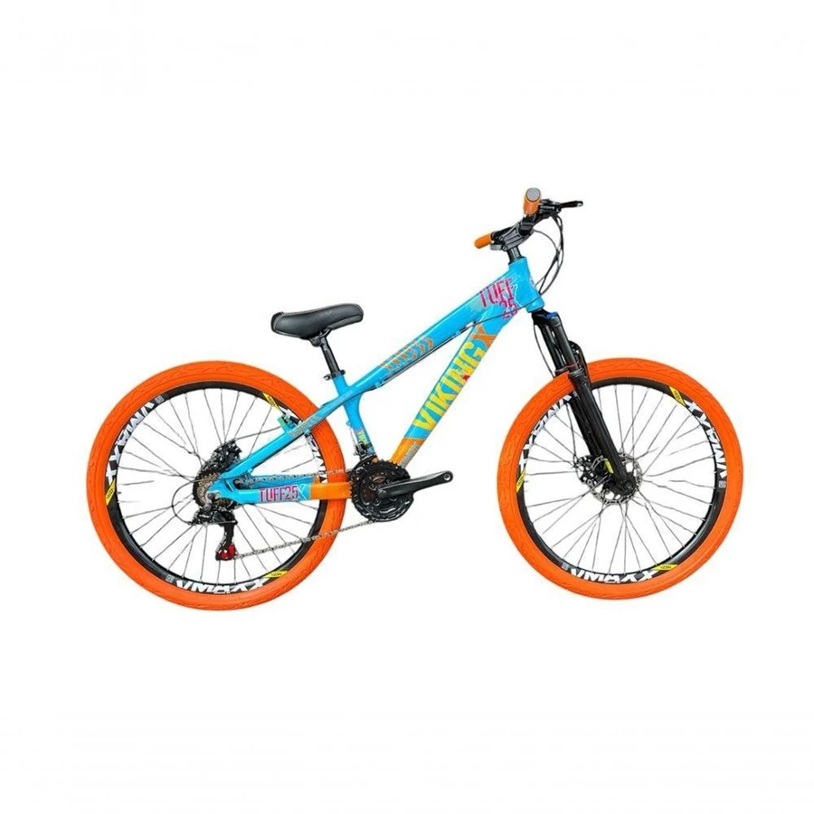 Bicicleta VikingX Azul laranja tuff 25 Aro 26  21v Vmaxx Pneu kenda flame Laranja