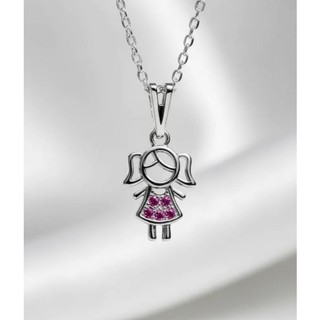 Colar Dia das Mães Colar Filha Rosa Pedra Zircônia Banhado a Prata Dia Das Mães Colar Menina Presente Mãe gargantilha