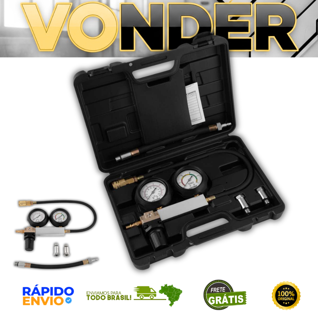 Kit Detector de Vazamento de Cilindro VONDER Com Maleta Teste de Compressão Automotivo Oferta