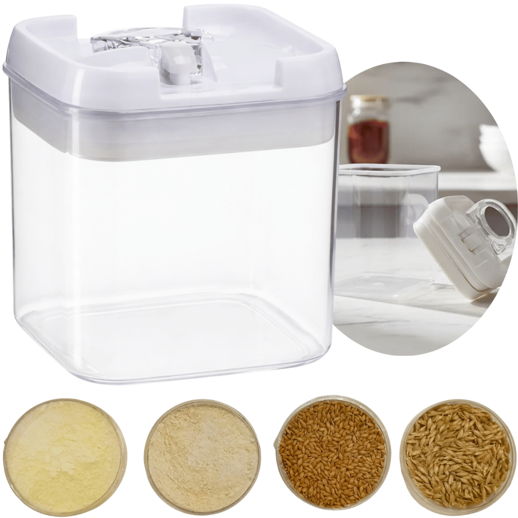 Pote Porta Mantimentos Hermético Travas Transparente 600 Ml Grãos Bolacha Cereal Armazenar Organizar