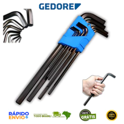 Jogo de Chaves Hexagonais (Allen) Longa, 1,5 mm a 10 mm Com 9 Peças 42L-9M GEDORE Oferta