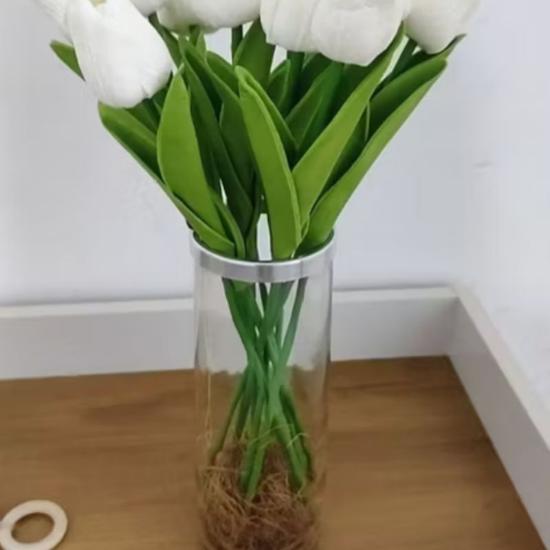 Vaso 21cm Vidro Artesanal Decoração Transparente com Borda de Alumínio Sala e Centro de Mesa em Oferta na Shopee