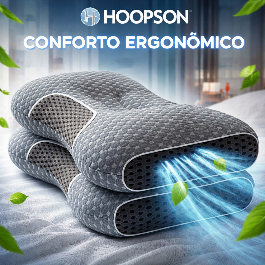 Travesseiro Ortopédico Cervical Fino Ergonômica de Algodão Tricotado para Pescoço e Coluna COR CINZA