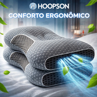 Travesseiro Ortopédico Cervical Fino Ergonômica de Algodão Tricotado para Pescoço e Colun…