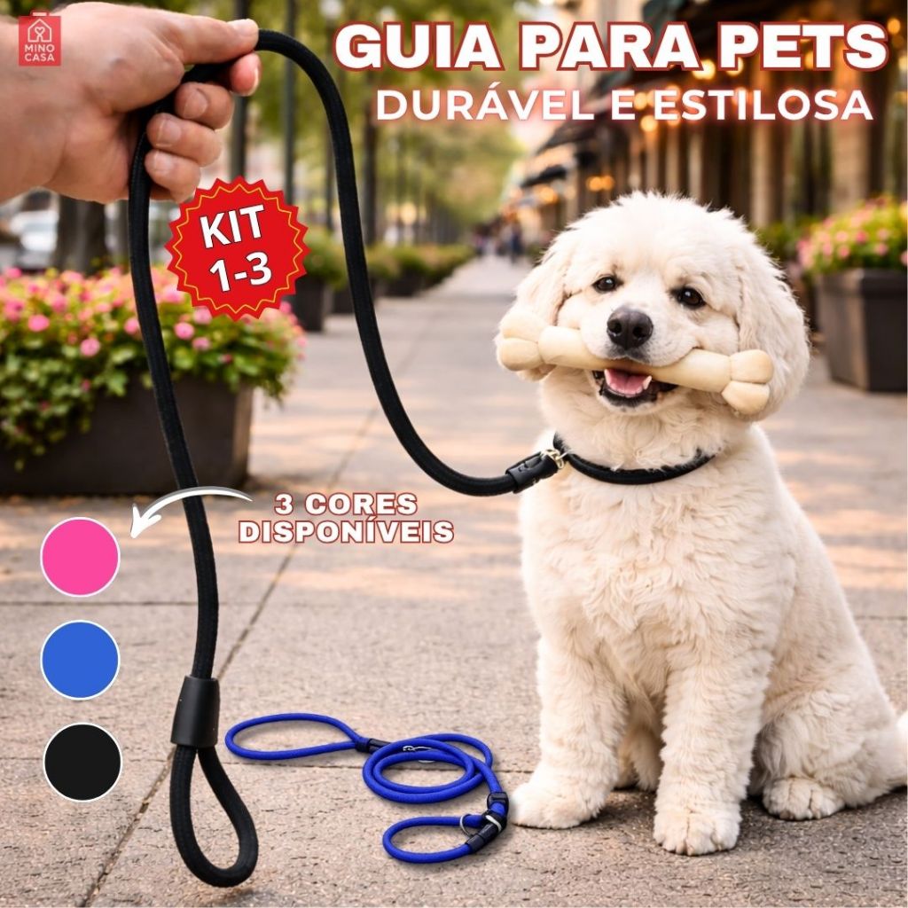 Guia unificada para Cachorro Coleira Ajustável com guia deslizante Alta Resistência