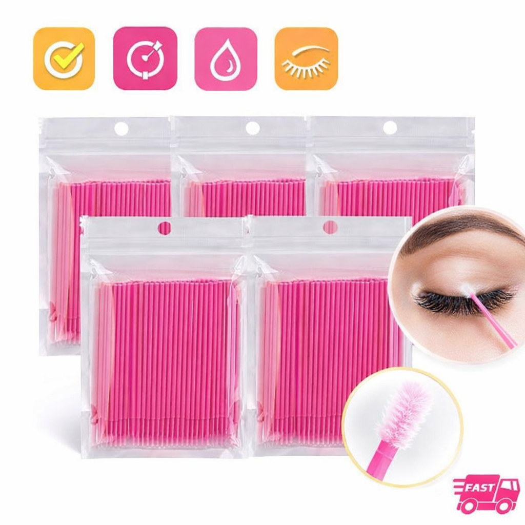 Kit 500 Microbrush Descartavel para Cilios Fio a Fio Aplicador Profissional Extensao Cilios