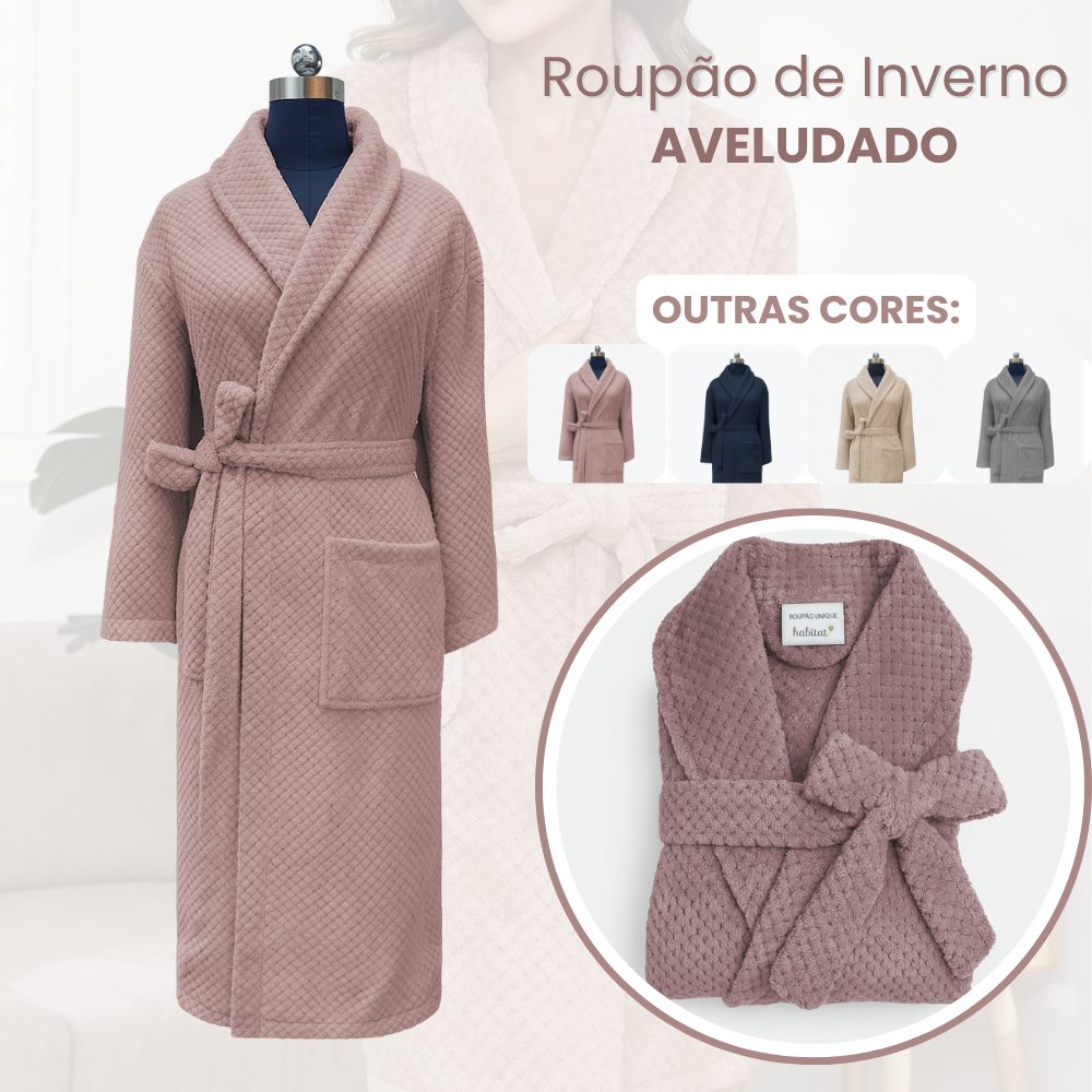 Roupão De Microfibra Unissex M Toque Super Macio Quentinho Aveludado Inverno Unique Habitat