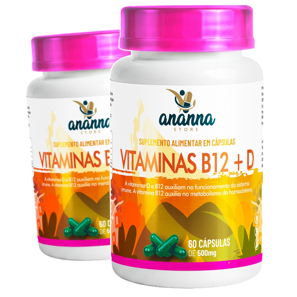 Vitamina B12 c/ D3 2000 UI 60caps Suplemento Alimentar Metilcobalamina Energia Imunidade