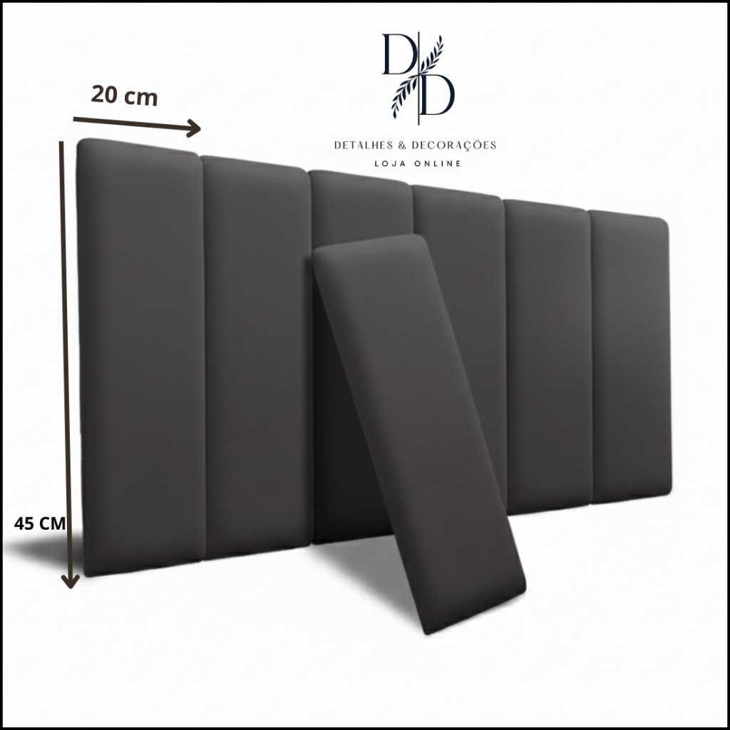 Cabeceira de Cama Box Adesiva 45x20 Estofada em Modulos - Luxo e Praticidade - Envio Imediato