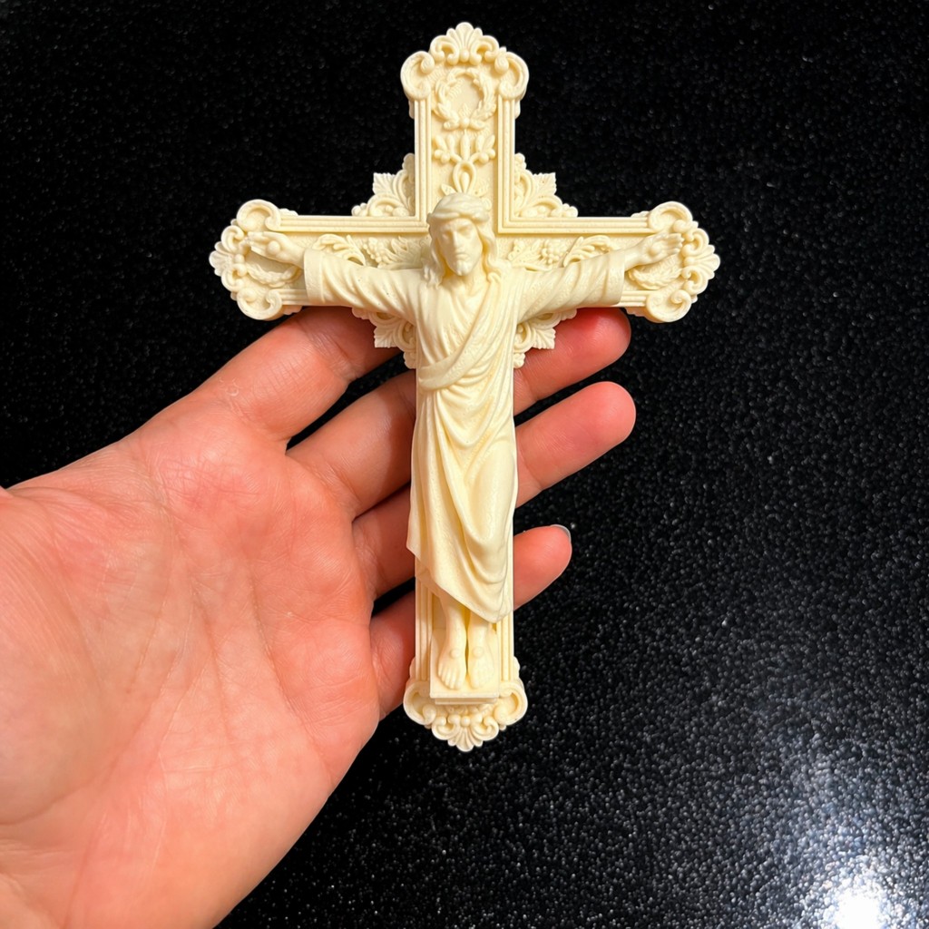 Cruz de Jesus Decorativa 17cm | Crucifixo Religioso em Alto Relevo | Decoração Católica Presente religioso Jesus Cristo
