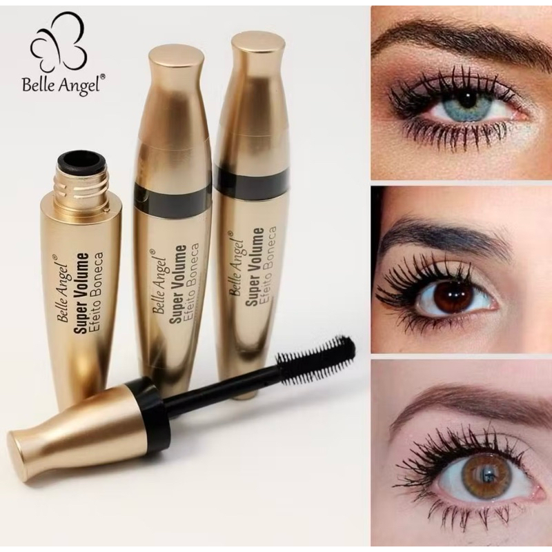 Rímel Máscara de Cílios Super Volume Efeito Boneca Preto Belle Angel O Mais Vendido