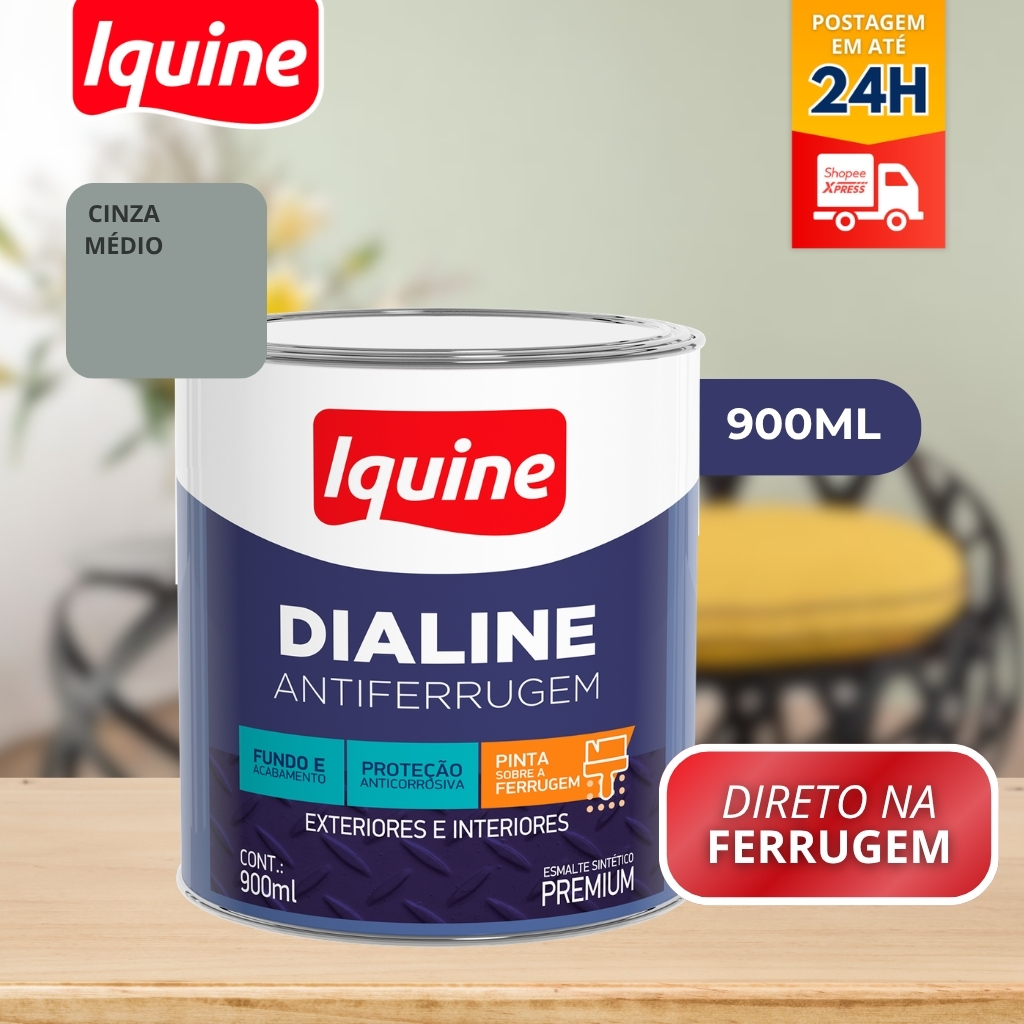 Tinta Esmalte Premium Dialine Antiferrugem - Cinza Médio 900ml