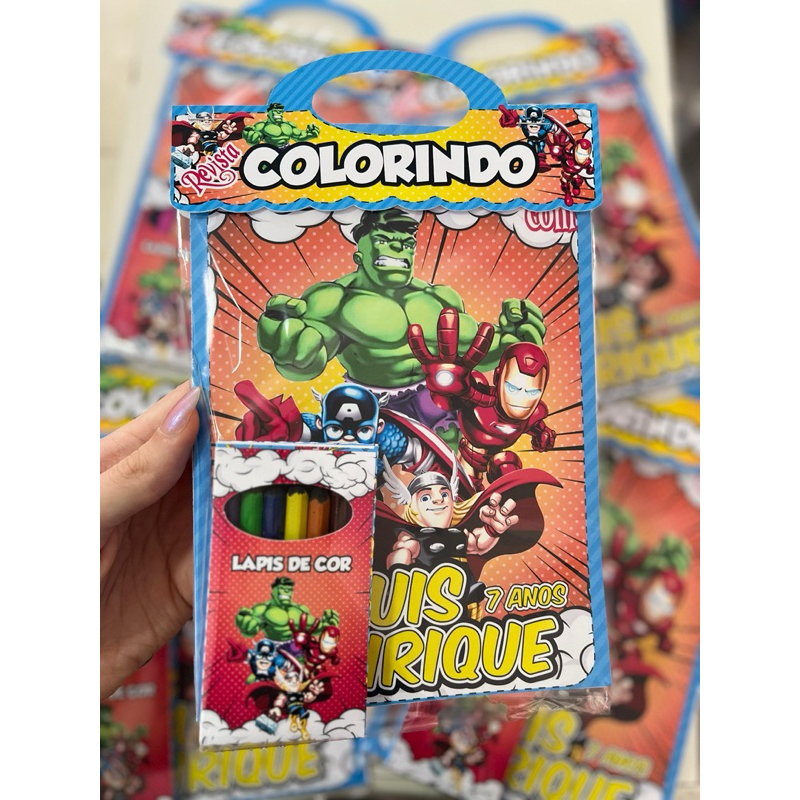 Kit 15 Revistinha de Colorir Personalizada Qualquer Tema - Lembrancinha Festa Aniversario Infantil