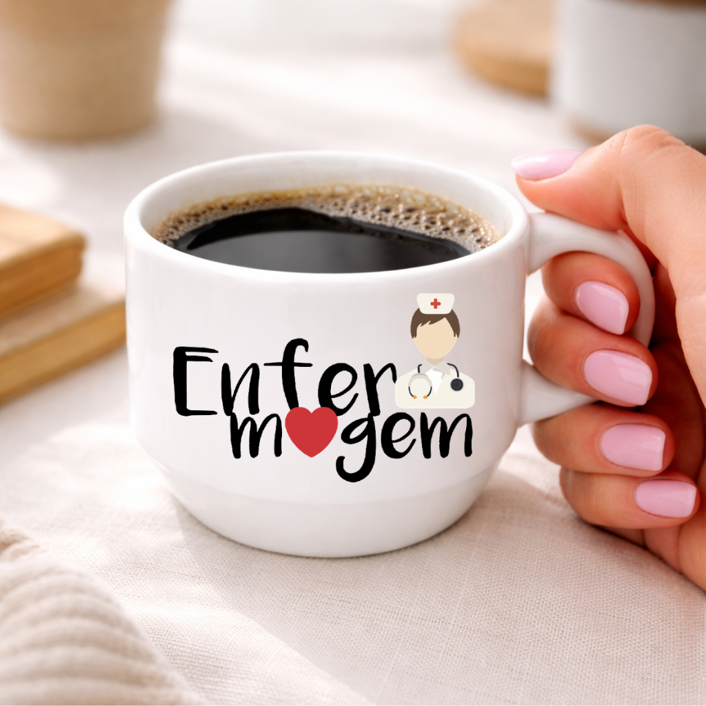 Xícara Personalizada de Enfermagem | Presente Criativo | Xícara Exclusiva l Vários Modelos l Porcelana