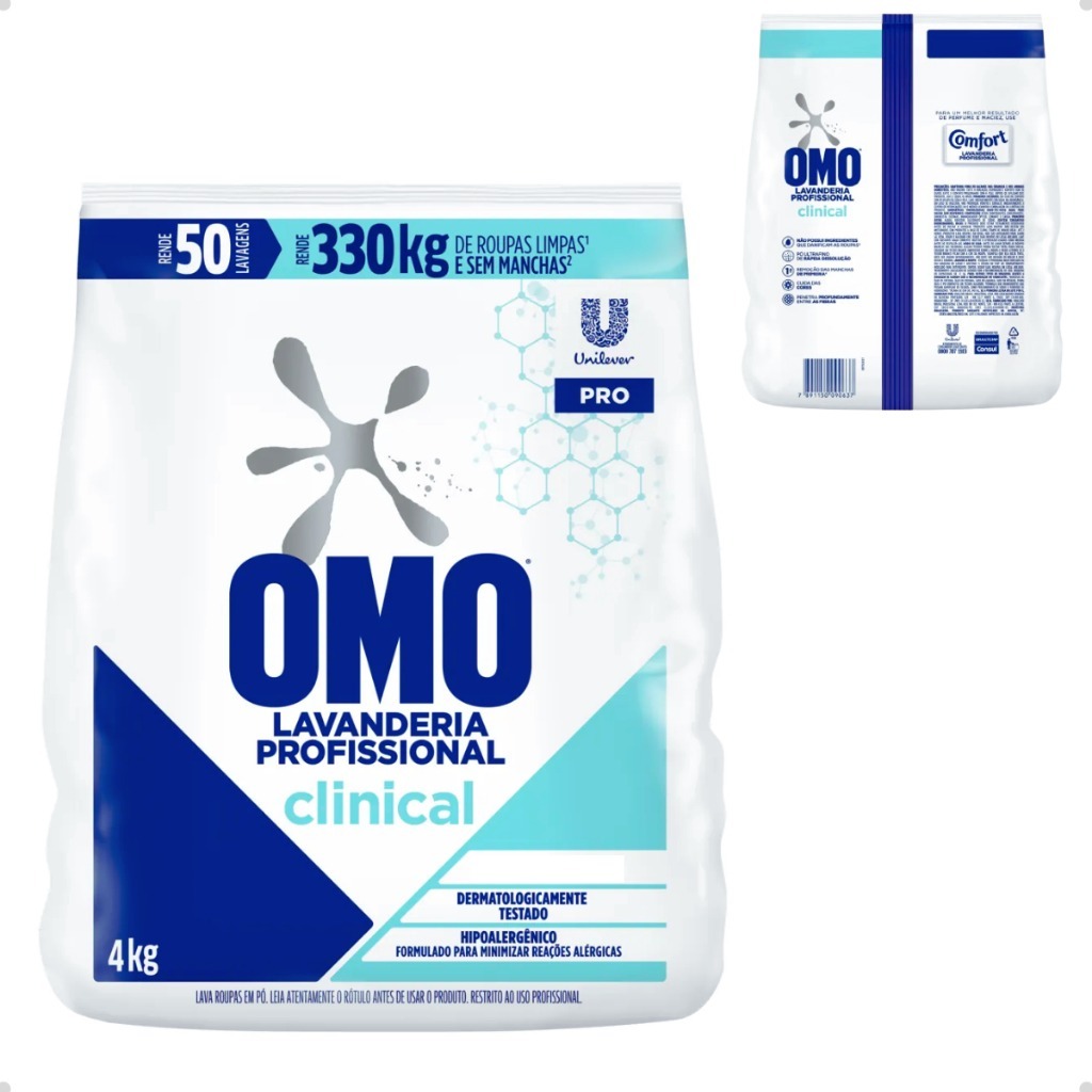 Sabão Em Pó Omo Clinical Hipoalergênico 04kg Leve Aroma Dermatologicamente Testado
