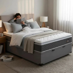 Cama Box Baú com Colchão de Espuma D45 Pillow Top Fort Comfort Casal 138cm