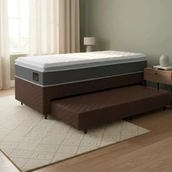 Cama Box com Colchao de Espuma D45 Pillow Top Fort Comfort + Auxiliar de Espuma Unique Solteiro 88cm