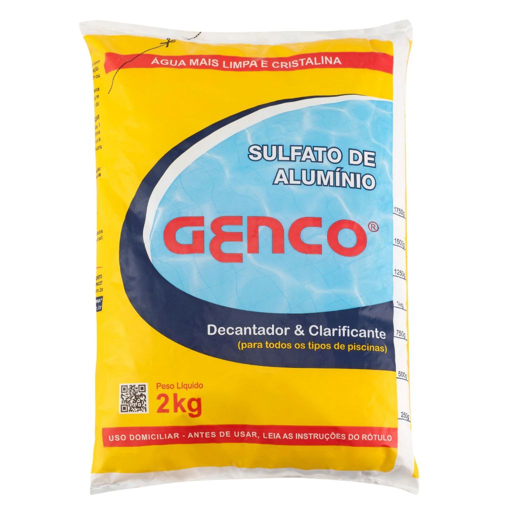 SULFATO DE ALUMINIO DECANTADOR CLARIFICANTE GENCO 2KG PISCINA em Oferta na Shopee