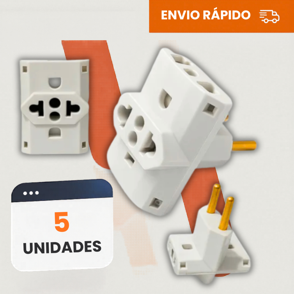 Adaptador de Tomada C/5 Benjamin T 10A/20A Pino Maciço Adaptador Resistente