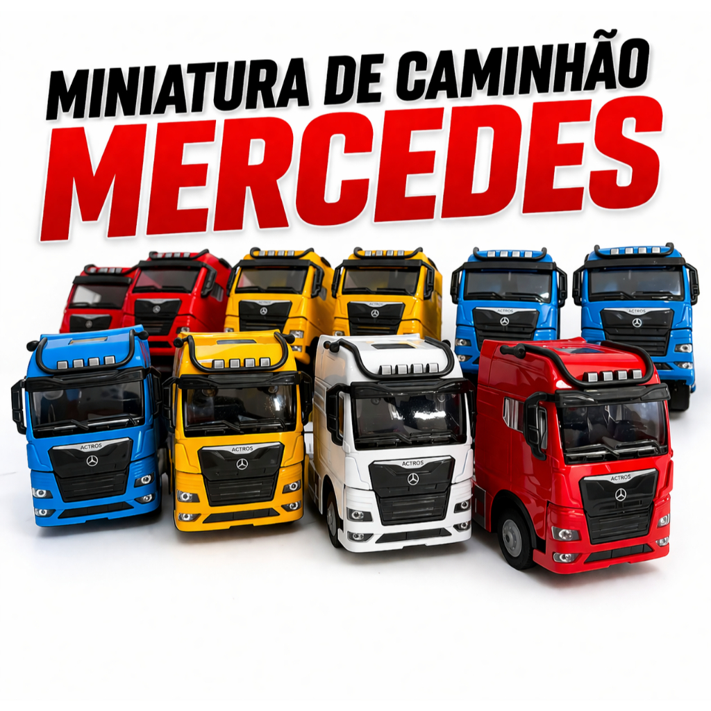 Miniatura Caminhão Mercedes Benz Actros 1/50 trucado Som E Luz Metal Ferro