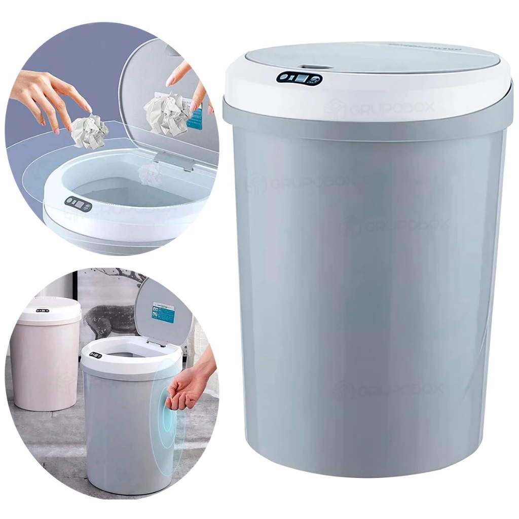 Lixeira Automatica Sensor Capacidade 12 Litros Design Moderno Cor Cinza Resistente