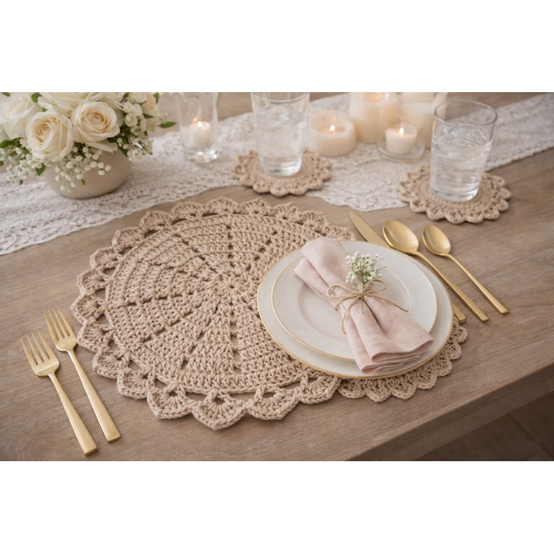 Sousplat De Crochê Kit 4pçs Colorido em Oferta na Shopee