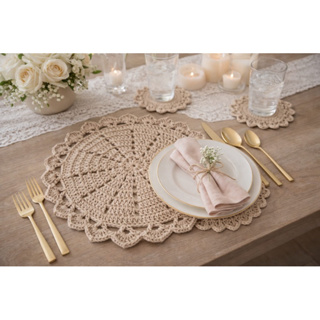 Sousplat De Crochê Kit 4pçs Colorido em Oferta na Shopee