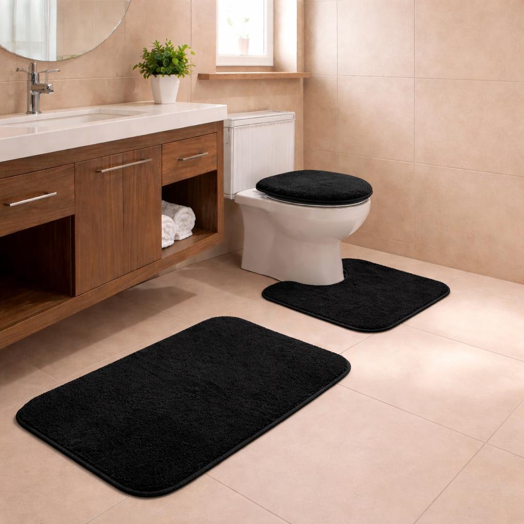 Tapete para Banheiro kit com 3 peças Antiderrapante Super Soft atacado Peças Algodão e Pelúcia