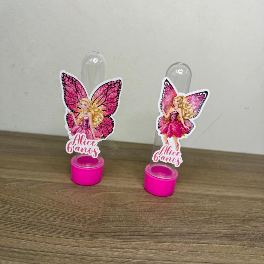 Tubetes + Apliques 3D Personalizado Lembrancinha Festa Aniversário Barbie Butterfly Borboleta